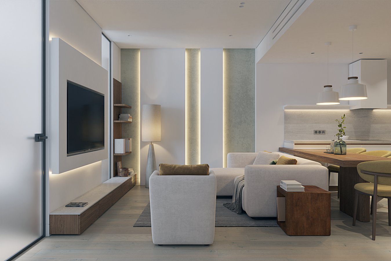 TYPE BC+ (corner 1-bedroom + 1 bed) – living room